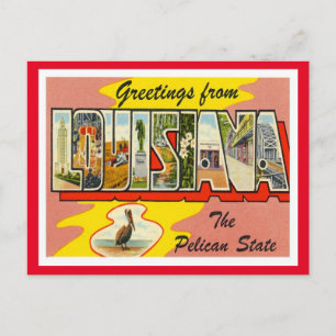 Cartão Postal Viagens vintage de Saudações Louisiana