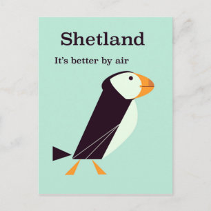 Cartão Postal Viagens vintage de Shetland Puffin