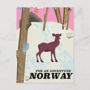 Cartão Postal Viagens vintage de veado da Noruega