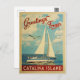Cartão Postal Viagens vintage de veleiro da ilha Catalina na Cal (Frente/Verso)
