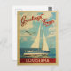 Cartão Postal Viagens vintage de veleiro da Louisiana (Frente/Verso)