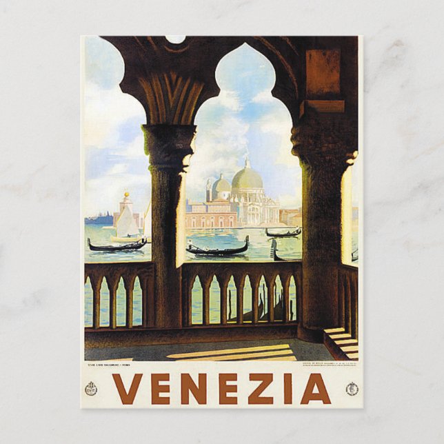 Cartão Postal viagens vintage de venezia (Frente)