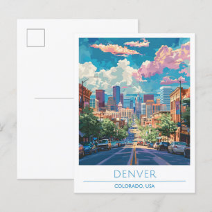 Cartão Postal Viagens vintage Denver Colorado EUA