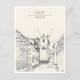 Cartão Postal viagens vintage Dividir Croácia Croatie turismo re