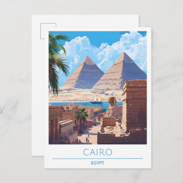 Cartão Postal Viagens vintage do Cairo Egito (Frente/Verso)