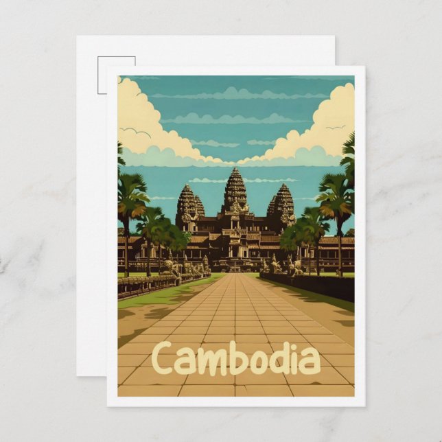 Cartão Postal Viagens vintage do Camboja (Frente/Verso)