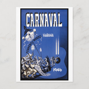 Cartão Postal Viagens vintage do Carnaval de Havana em 1946