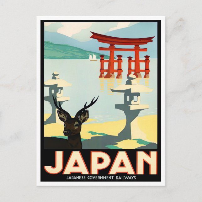 Cartão Postal Viagens vintage do Japão (Frente)
