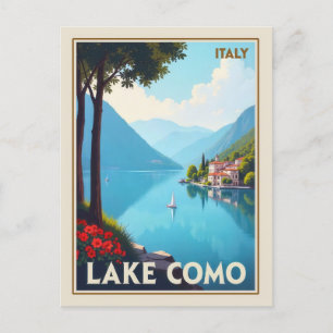 Cartão Postal Viagens vintage do Lago Itália
