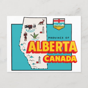 Cartão Postal Viagens vintage do Mapa Alberta