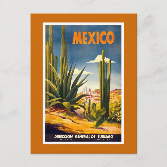 Cartão Postal viagens vintage do México (Frente)
