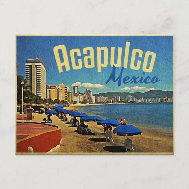 Cartão Postal Viagens vintage do México Acapulco (Frente)