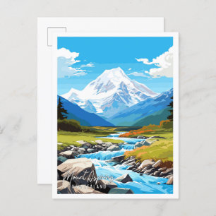 Cartão Postal Viagens vintage do Monte Aspirando Nova Zelândia