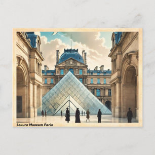 Cartão Postal Viagens vintage do Museu Louvre de Paris