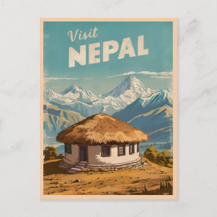 Cartão Postal Viagens vintage do Nepal Himalaia - Cenário Retroa