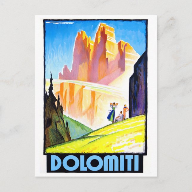 Cartão Postal Viagens vintage Dolomites Itália (Frente)