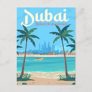 Cartão Postal viagens vintage Dubai, Emirados Árabes Unidos