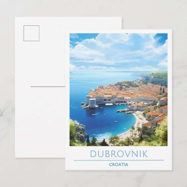 Cartão Postal Viagens vintage Dubrovnik Croácia (Frente/Verso)