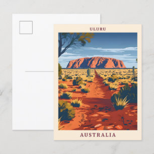 Cartão Postal Viagens vintage Elegante de Arte da Austrália Ulur