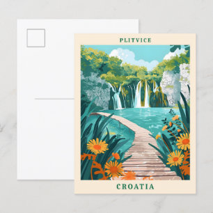 Cartão Postal Viagens vintage Elegante de Arte da Croácia