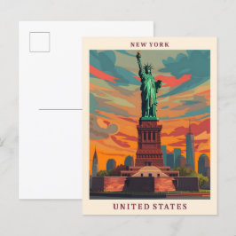 Cartão Postal Viagens vintage Elegante de Arte dos Estados Unido