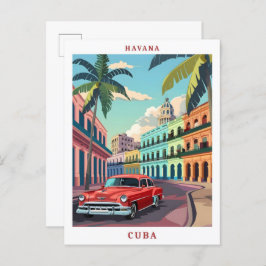 Cartão Postal Viagens vintage Elegante de Arte em Havana Cuba