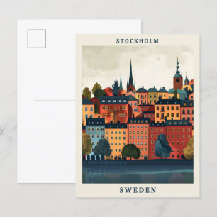 Cartão Postal Viagens vintage Elegante de Suecia Estocolmo