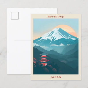 Cartão Postal Viagens vintage Elegante do Monte Fuji Japão