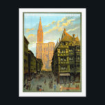 Cartão Postal viagens vintage, Estrasburgo<br><div class="desc">Baseado em uma poster de viagens vintage.</div>