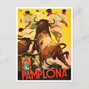 Cartão Postal viagens vintage Feria de Pamplona, 1954