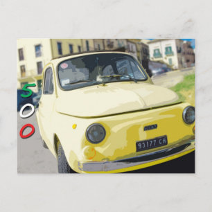 Cartão Postal viagens vintage Fiat 500 Cinquecento, Itália, Ama