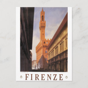 Cartão Postal Viagens vintage, Firenze, Florença, Palazzo Vecchi