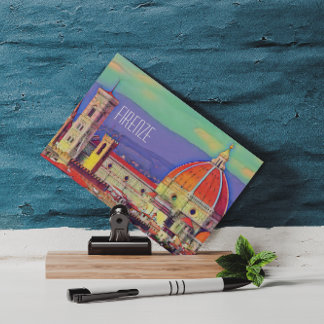 Cartão Postal Viagens vintage Florence Firenze Itália Church Duo