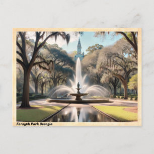 Cartão Postal Viagens vintage Forsyth Park Georgia