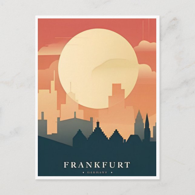 Cartão Postal Viagens vintage Frankfurt Skyline Alemanha Vintage (Frente)
