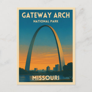 Cartão Postal Viagens vintage Gateway Arch National Park Missour