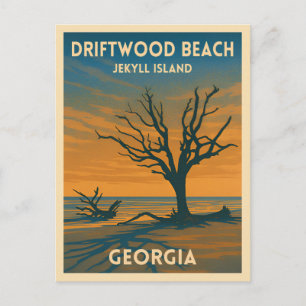 Cartão Postal Viagens vintage Georgia Jekyll Island Retro Sunset