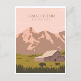 Cartão Postal Viagens vintage Grand Teton National Park Wyoming