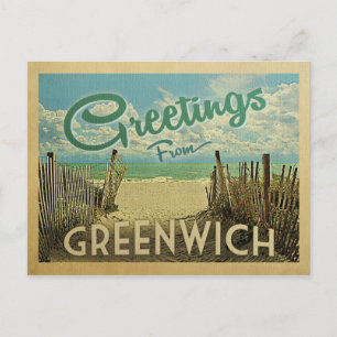 Cartão Postal Viagens vintage Greenwich Connecticut Beach