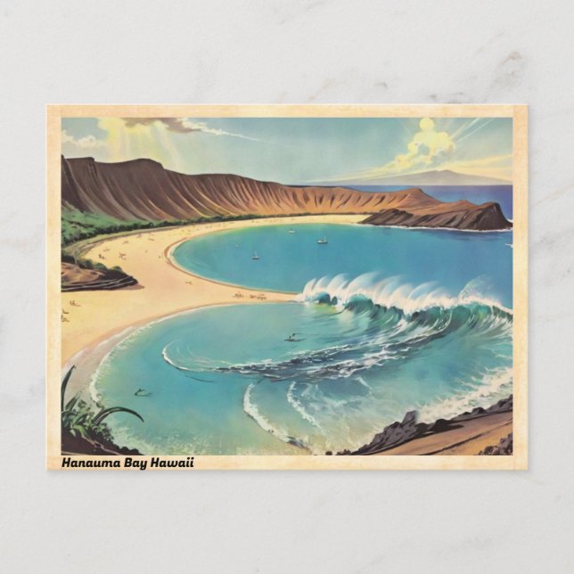 Cartão Postal Viagens vintage Hanauma Bay Hawaii (Frente)