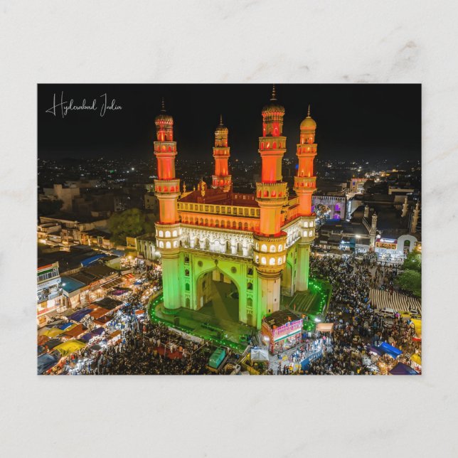Cartão Postal Viagens vintage Hyderabad India Pakistan Férias (Frente)