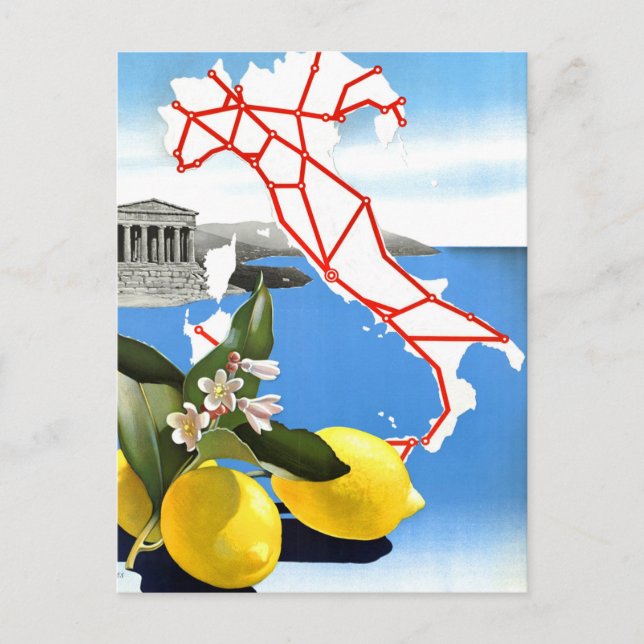 Cartão Postal Viagens vintage Itália (Frente)