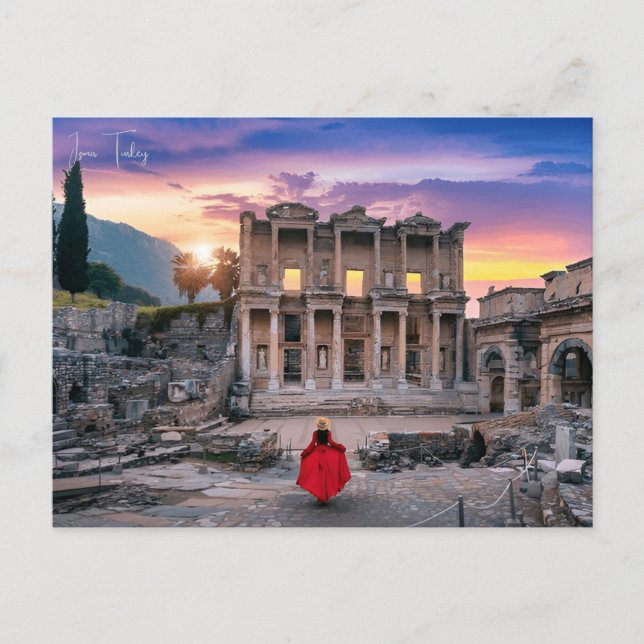Cartão Postal Viagens vintage Izmir Turkey Ephesus Acropolis (Frente)