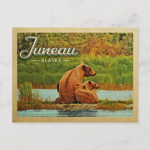 Cartão Postal Viagens vintage Juneau Alaska Bears