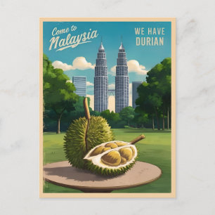 Cartão Postal Viagens vintage Kuala Lumpur Malásia Durian Humor