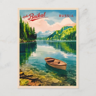 Cartão Postal Viagens vintage Lago Baikal Rússia Retrocêntrica