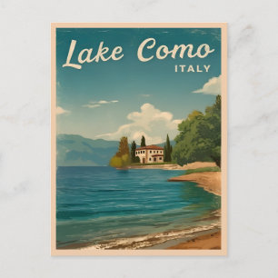 Cartão Postal Viagens vintage Lago Como Itália — Retrocêndio