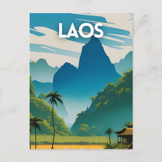 Cartão Postal Viagens vintage Laos (Frente)