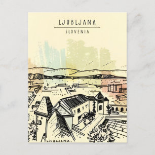 Cartão Postal Viagens vintage Ljubljana Eslovênia retro