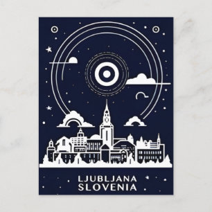 Cartão Postal Viagens vintage Ljubljana Eslovênia retro